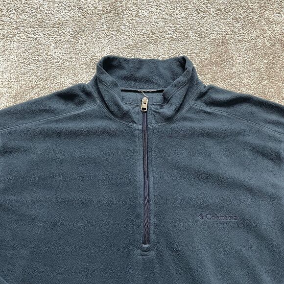 Columbia Jacket Mens 2XL Blue Long Sleeve Fleece 1/4 Zip Logo Lightweight Active - Picture 3 of 8